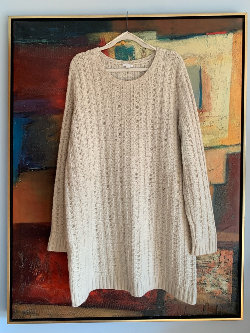 COS Textured Cream Wool Sweater Dress, Sz L